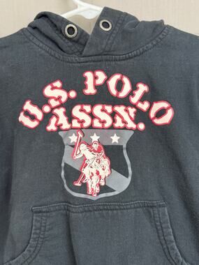Vintage/Y2K U.S. Polo Assn. Toddler Boy Black Pullover Crest Hoodie, Size 3T